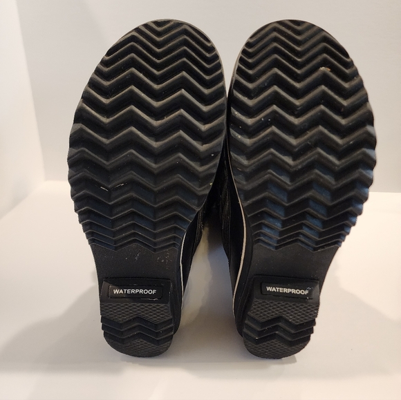 Sorel Womens Tofino Black Glitter Faux Fur Lace Up Waterproof Boots, Size 10 - Picture 5 of 7